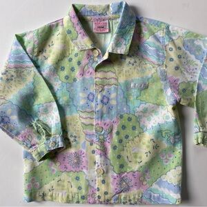 Vintage Shirt Size 18 Months Pastels Lightweight Corduroy Babyra pink green blue